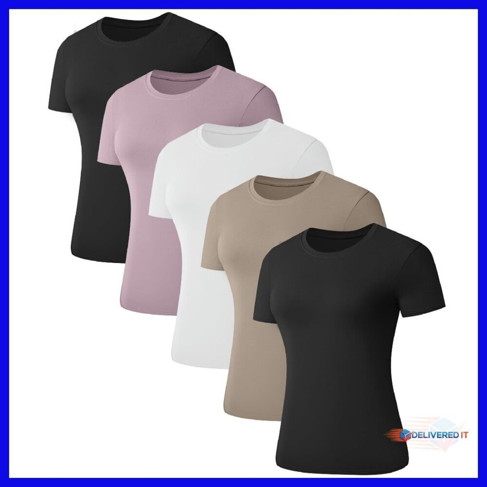 Slim Fit 4-Way Stretch Tees Ultra Soft Fabric Workout Casual Tops